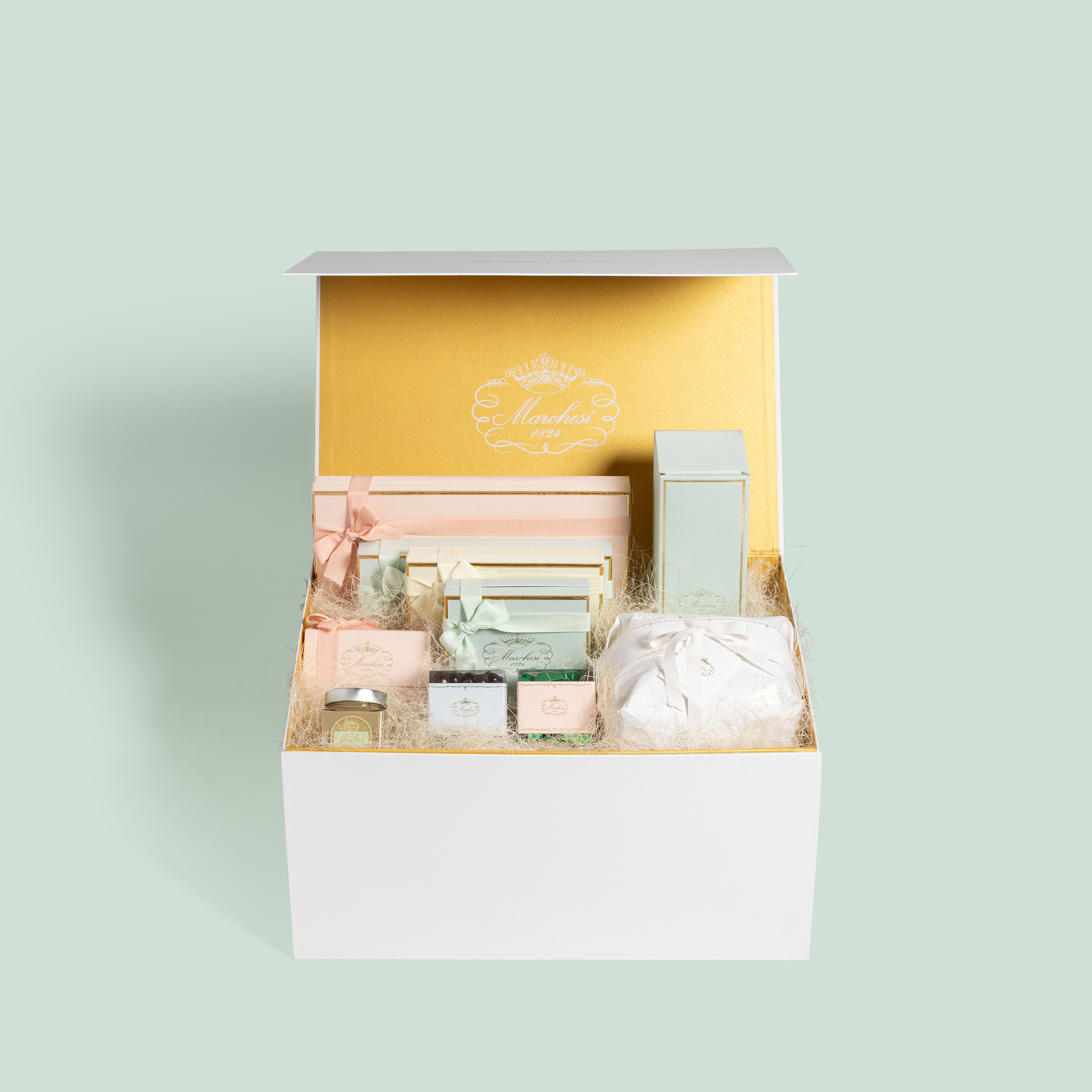 Confezione regalo Panettone, Gianduiotti e Spumante