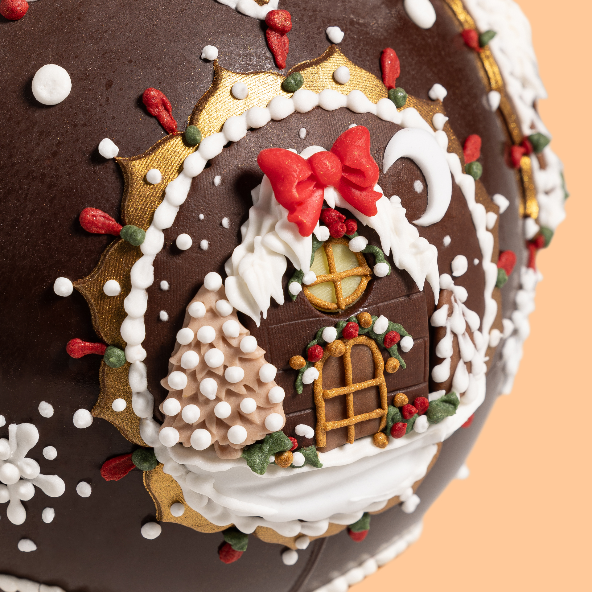 Hand-decorated Sphere with Christmas house