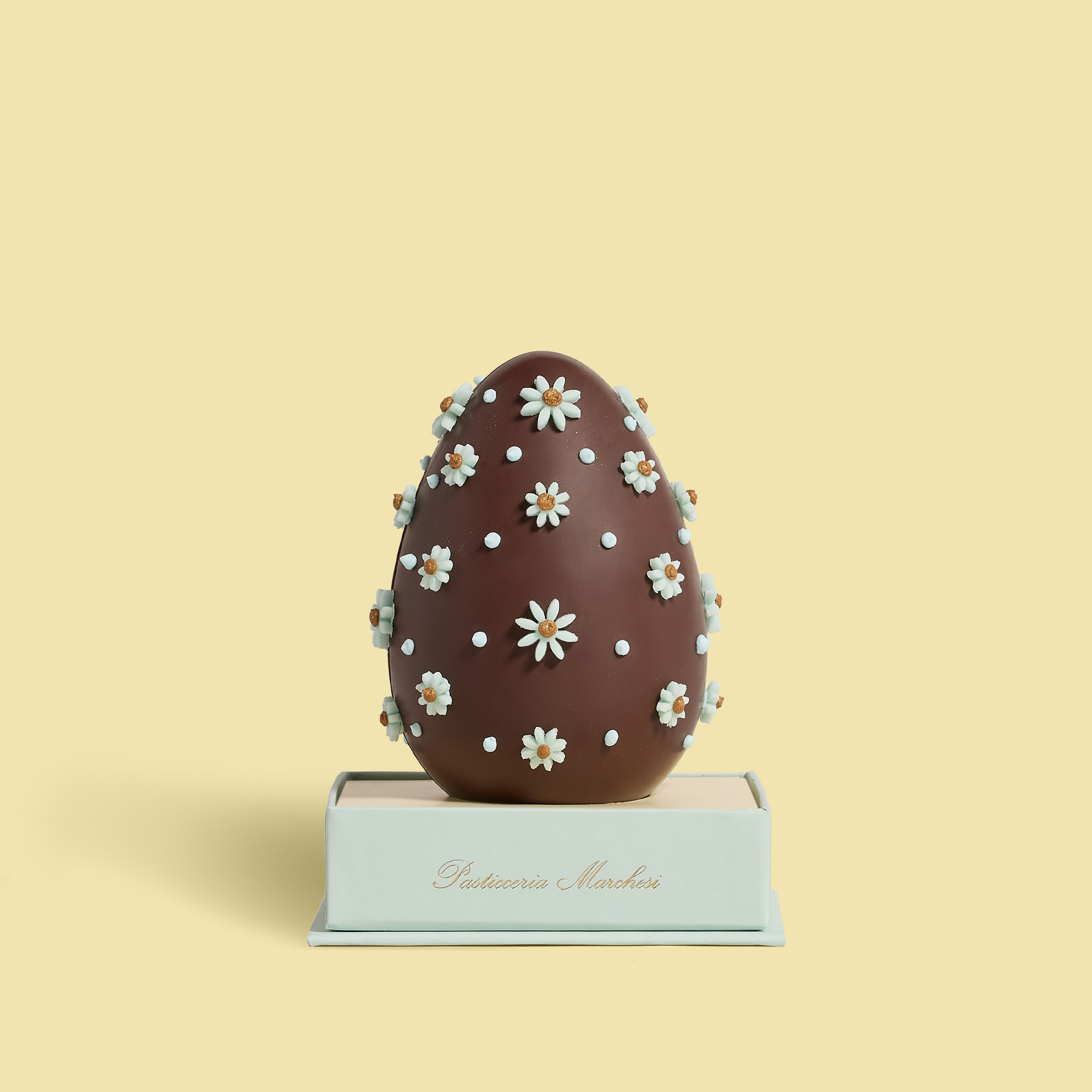Dark chocolate egg hand-decorated with small flowers 120g