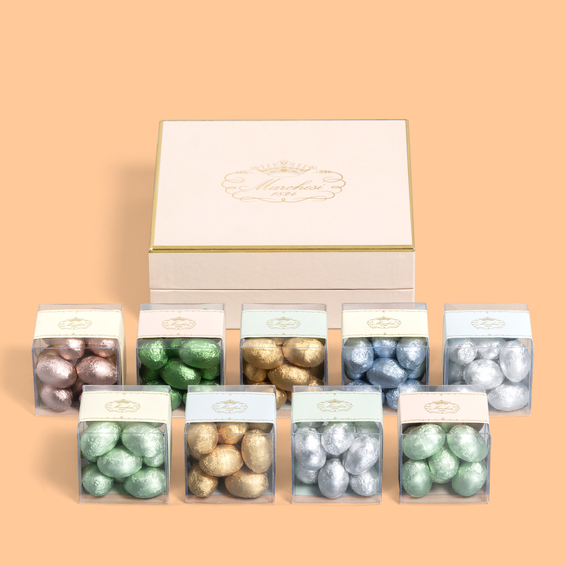 Assortment of filled eggs 9 cubes 5x5